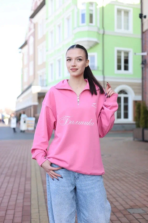 Кофта на молнии, розовая (Цвет розовый, размер L)