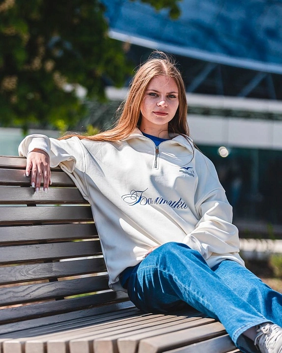 Кофта на молнии, молочная (Цвет молочный, размер XS)