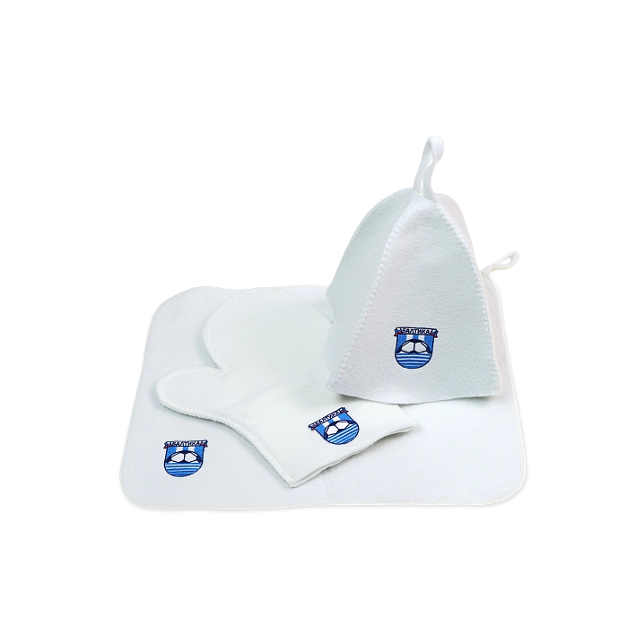 Банный набор №1 (Шапка, варежка, коврик)