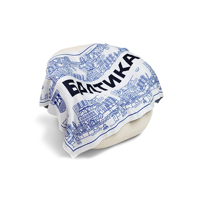 Плед трикотажный "Город" (Белый 100х160)