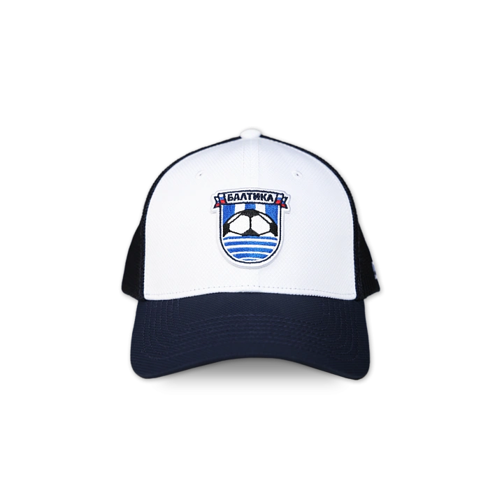 Бейсболка  Atributika&Club Бело-синяя, с сеткой, Нашивка Лого (Бело-синяя)
